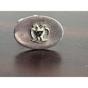 VTG Freemason Single Cufflink Silver Tone Eagle Scottish Rite 32 Degree Mason